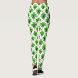 Legging Dia de São Patrício de padrão de trevo verde