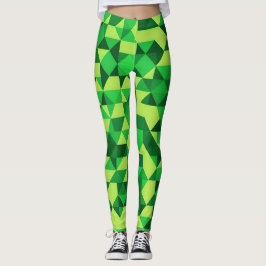 Legging Dia de São Patrício de padrão geométrico verde
