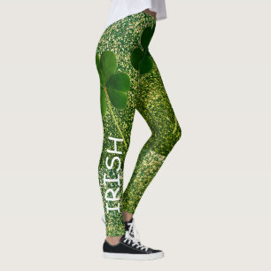 Legging Dia de São Patrício Irish Shamrock Glitter Green 2