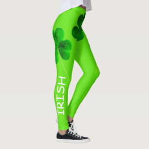 Legging Dia de São Patrício Irlandês Shamrock Neon Gree