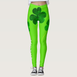 Legging Dia de São Patrício Irlandês Shamrock Neon Green G