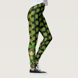 Legging Dia de São Patrício preto e verde diversão