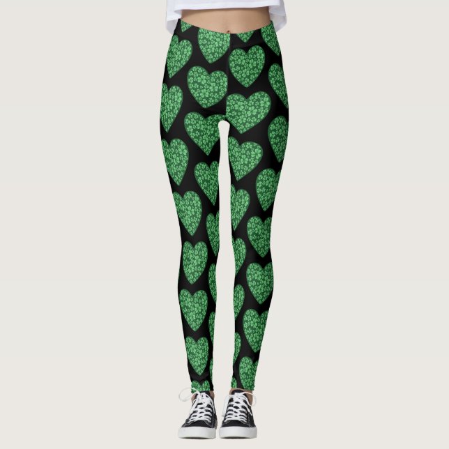 Legging Dia de São Patrício verde Shamrock (Frente)