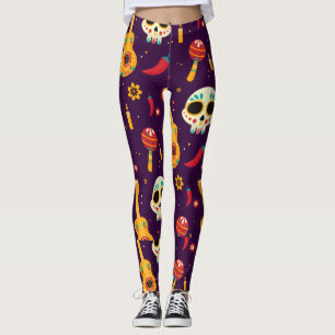 Legging Dia dos Adoráveis do Estilo Calavara Morto Perna d