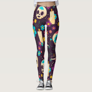 Legging Dia dos Adoráveis do Estilo Calavara Morto Yoga