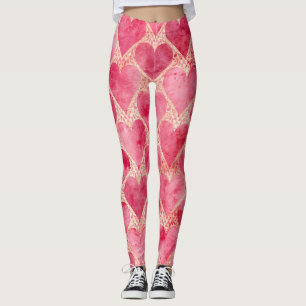 Legging Dia dos Namorados, Coração Vermelho Rosa de Amor