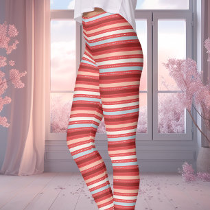 Legging Dia dos Namorados Listrado de Vermelho, Branco e A