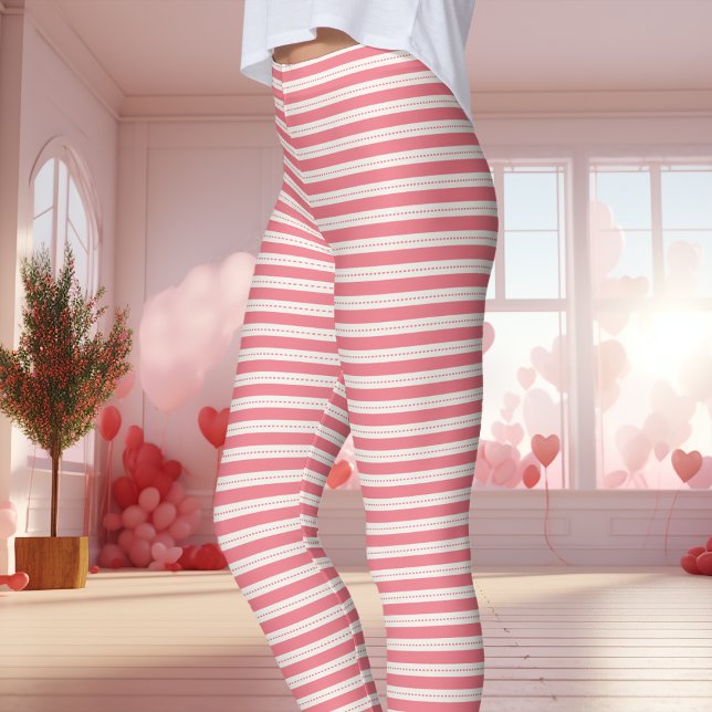 Legging Dia dos Namorados Listrado Rosa e Branco (Criador carregado)