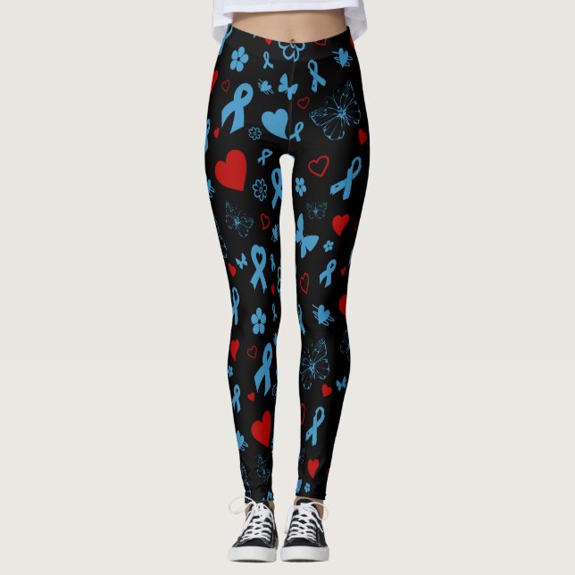 Legging Diabetes Azul/Vermelho (Frente)