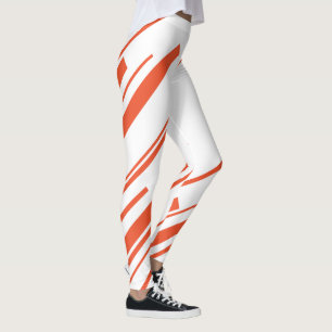 Legging Diagonais em Laranja e Branco