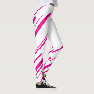 Legging Diagonais em magenta e branco
