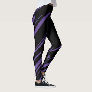 Legging Diagonais em Roxo e Preto