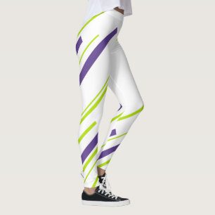 Legging Diagonais em Verde limão e Roxo