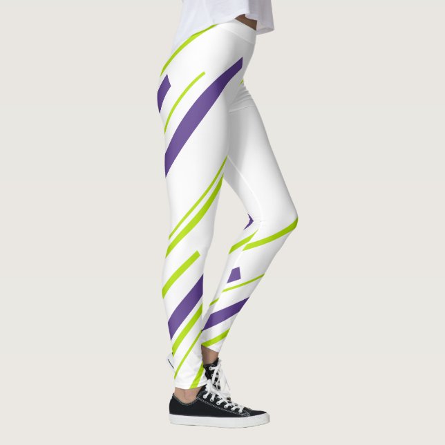 Legging Diagonais em Verde limão e Roxo (Direita)