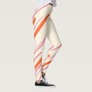Legging Diagonais - Rosa, Laranja e Creme