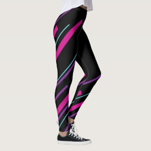 Legging Diagonais - Rosa, Púrpura, Azul e Preto