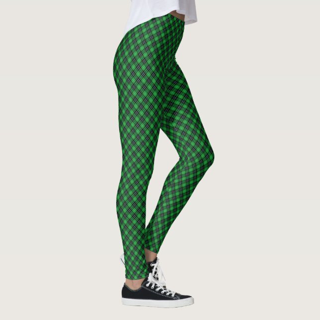 Legging Diagonal Black e Green Scottish Tartan Xadrez (Direita)