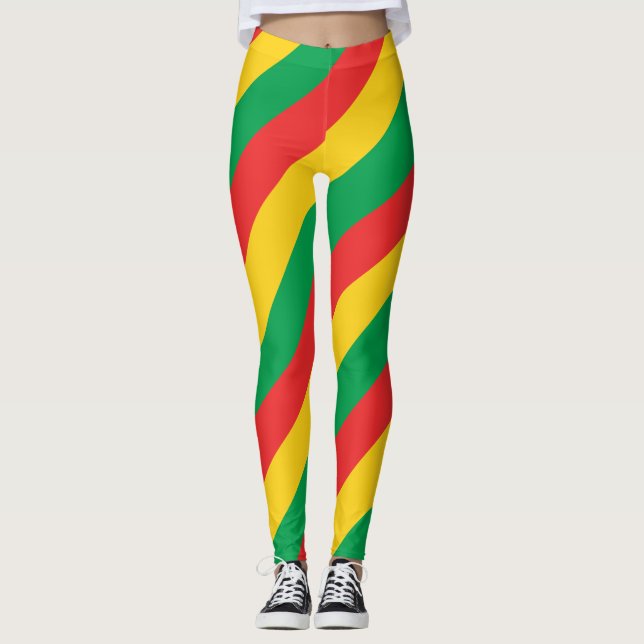 Legging Diagonal de Cores de Bandeira Nacionais Burkina Fa (Frente)