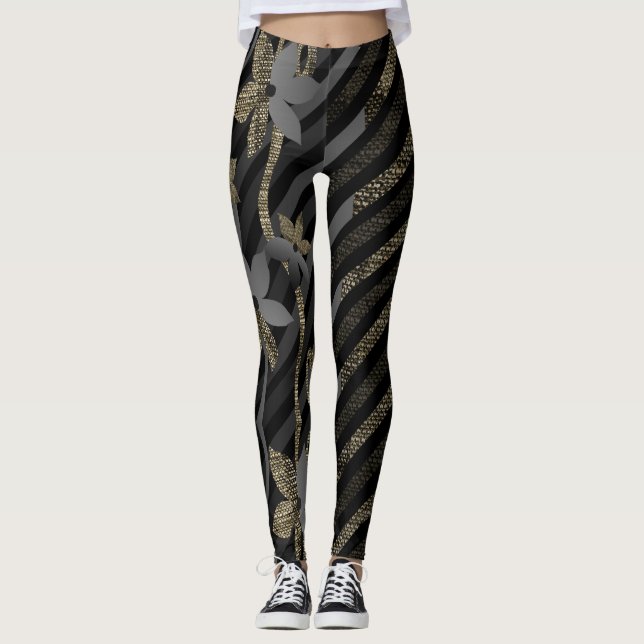 Legging Diagonal de Dressy e Flor Casual (Frente)