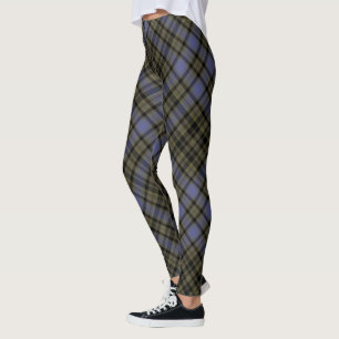 Legging Diagonal preta verde-oliva da xadrez de Tartan do