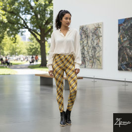 Legging Diagonal Stripe Brown Gold Metallic Glossy