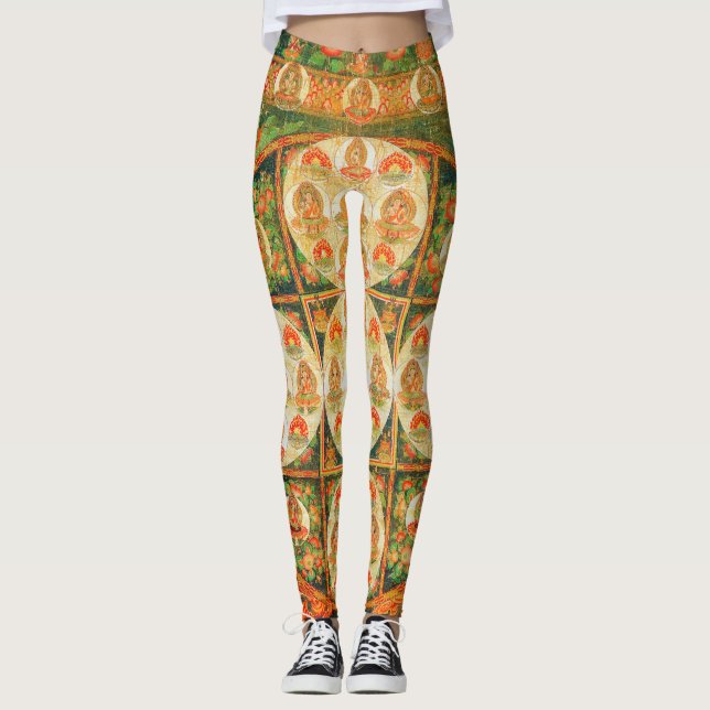 Legging Diagrama Cósmico de Mandala para a Meditação (Frente)