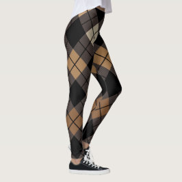 Legging Diamante bege preto na moda do Harlequin de Argyle