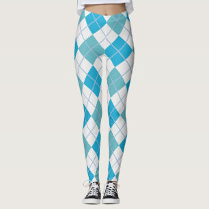 Legging Diamante branco azul na moda do Harlequin de