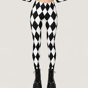 Legging Diamante gótico de bobo preto e branco