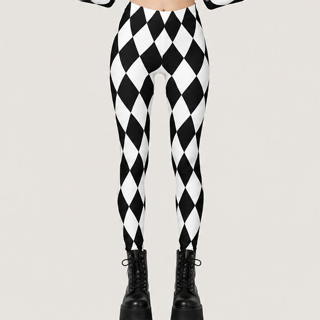 Legging Diamante gótico de bobo preto e branco (Criador carregado)