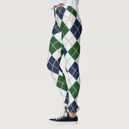 Legging Diamante na moda do verde azul do Harlequin de
