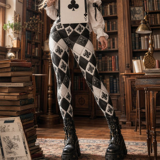 Legging Diamante Preto Branco Fleur De Lis Harlequim Vinta