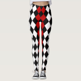Legging Diamante vermelho, preto e branco impressionante