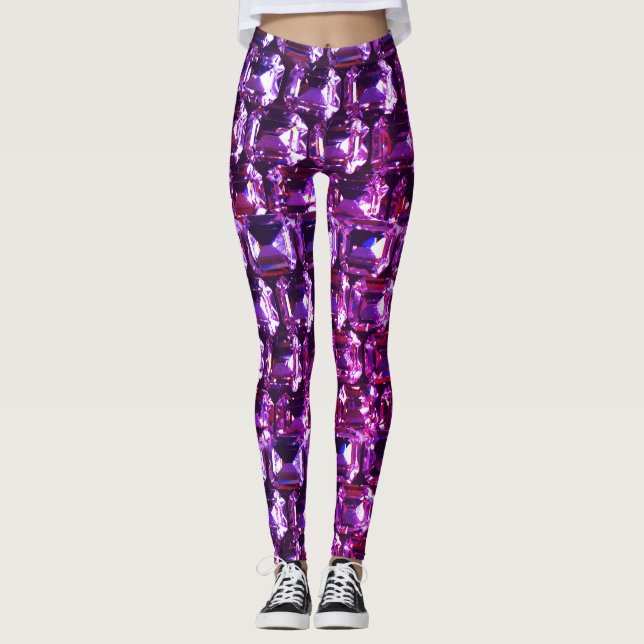 Legging Diamantes de pedra roxa Elegante (Frente)