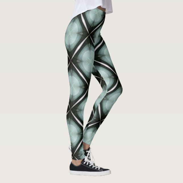 Legging Diamantes Geométricos Pretos Azuis e Brancos (Direita)