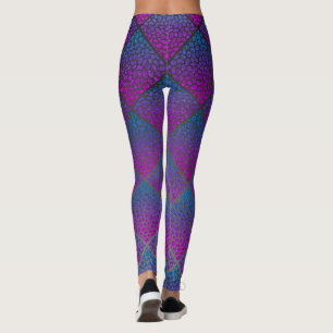 Legging Diamantes mosaicos modernos de turquesa Impressão