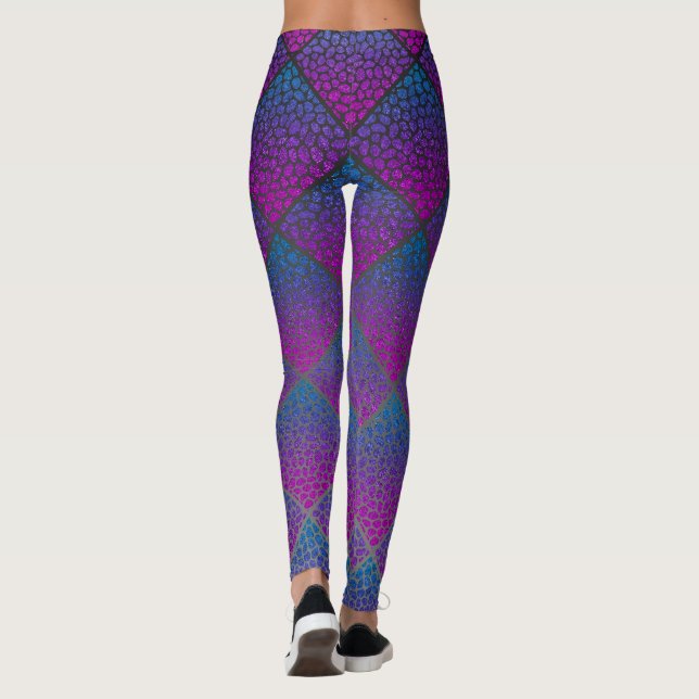 Legging Diamantes mosaicos modernos de turquesa Impressão  (Verso)