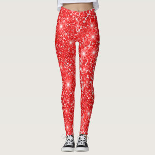 Legging Diamond Red Gems Sparkly Sequin Diamond