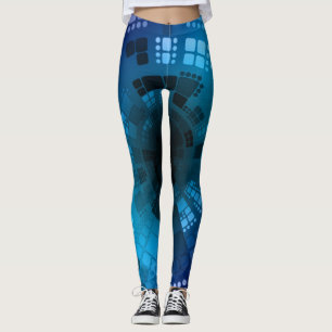 Legging Diamond Seashell Dourado do Mar Azul abstrato