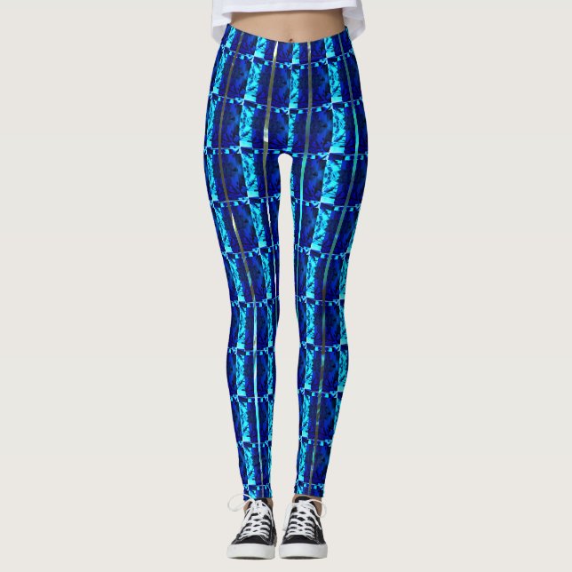 Legging Diferente azul, diferente vertical listrado (Frente)