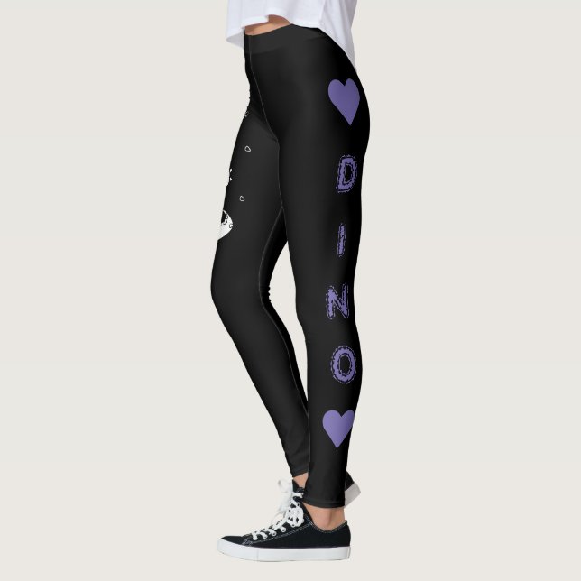 Legging Dinossauro - Arte Espetada em Preto e Roxo (Esquerda)