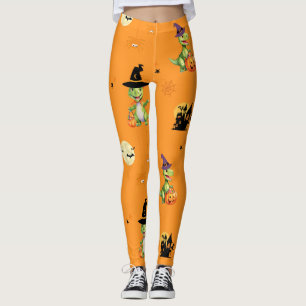 Legging Dinossauro bonito joga truque de abóbora para trat