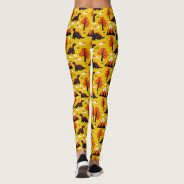 Legging Dinossauro e Monutinos no Fundo da Mostarda