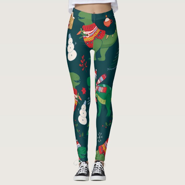 Legging Dinossauro T-Rex: Ano Novo de Natal. (Frente)