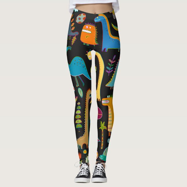 Legging Dinossauros Infantis: Padrão Divertido e Perfeito (Frente)