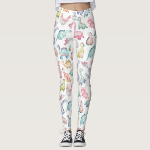 Legging Dinossauros lindos, padrão de aquarela infantil.