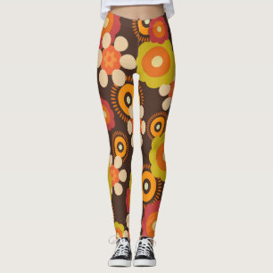 Legging Disco 70s 60s Retro Flowers Pop Culture