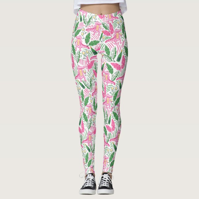Legging Disquete Verde Rosa de Alligador (Frente)