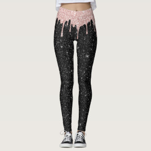 Legging Dissipadores Dourados com Rosa moderno Brilhantes 
