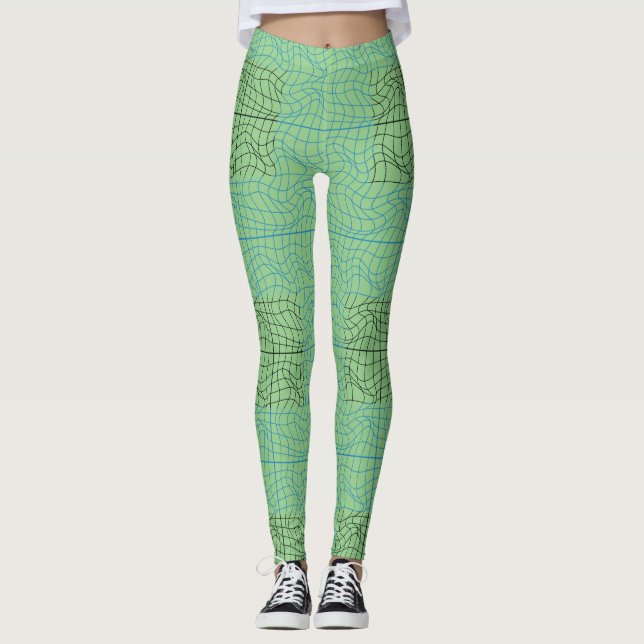 Legging Distorção Wireframe 10 BBK.W LGreen BG (Frente)